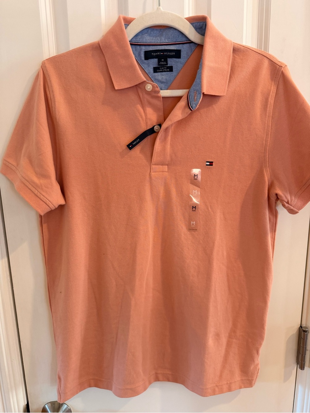 Tommy Hilfiger Men’s Peach Polo Shirt with Flag Logo
